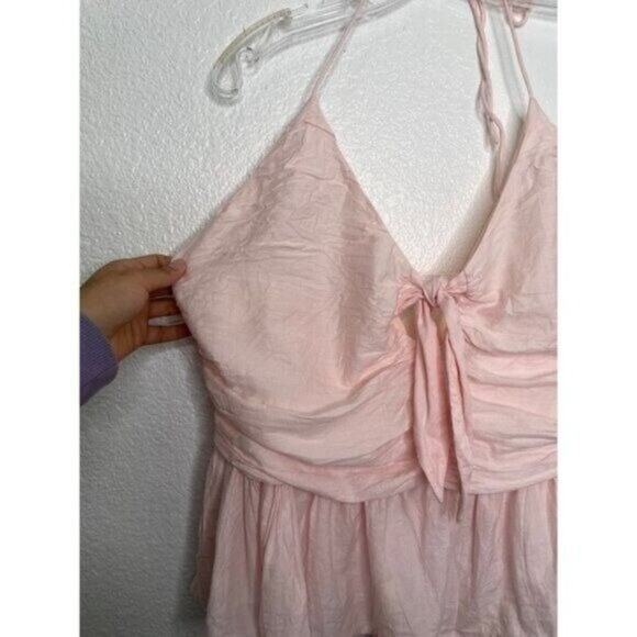 ASOS Womens Top Plus Size 14 Light Pink Sleeveless Halter V-Neck Lined Blouse - Picture 4 of 14